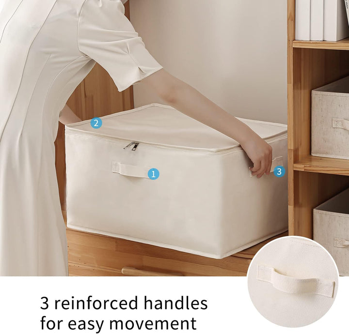 Canvas Kleideraufbewahrungs-Organizer Set – Doppelte Reißverschlusstasche mit Griffen und Sichtfenster