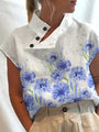 Kurzarm-Blusenshirt mit herbstlichem Print – Felicia