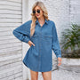 Herbstliches Denim-Hemdkleid mit Knopfleiste – Lianne
