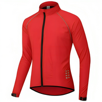 Rote Herren-Radjacke, winddicht, atmungsaktiv, mit Reißverschluss, ideal für Outdoor-Sport.