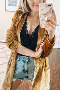 Damen Samt-Duster-Mantel – Valentina Herbstzauber