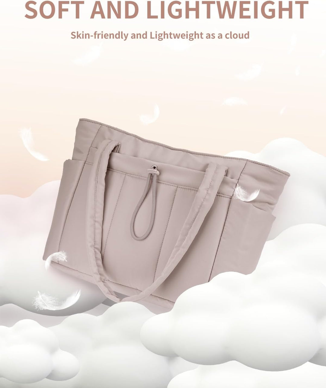 Gepolsterte Puffer Tote mit Becherhalter und Laptopfach für Reisen und Arbeit