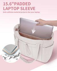 Gepolsterte Puffer Tote mit Becherhalter und Laptopfach für Reisen und Arbeit