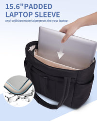 Gepolsterte Puffer Tote mit Becherhalter und Laptopfach für Reisen und Arbeit