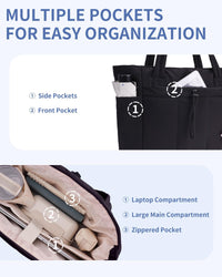 Gepolsterte Puffer Tote mit Becherhalter und Laptopfach für Reisen und Arbeit