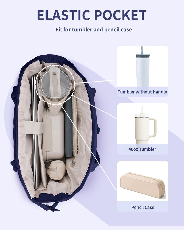 Gepolsterte Puffer Tote mit Becherhalter und Laptopfach für Reisen und Arbeit