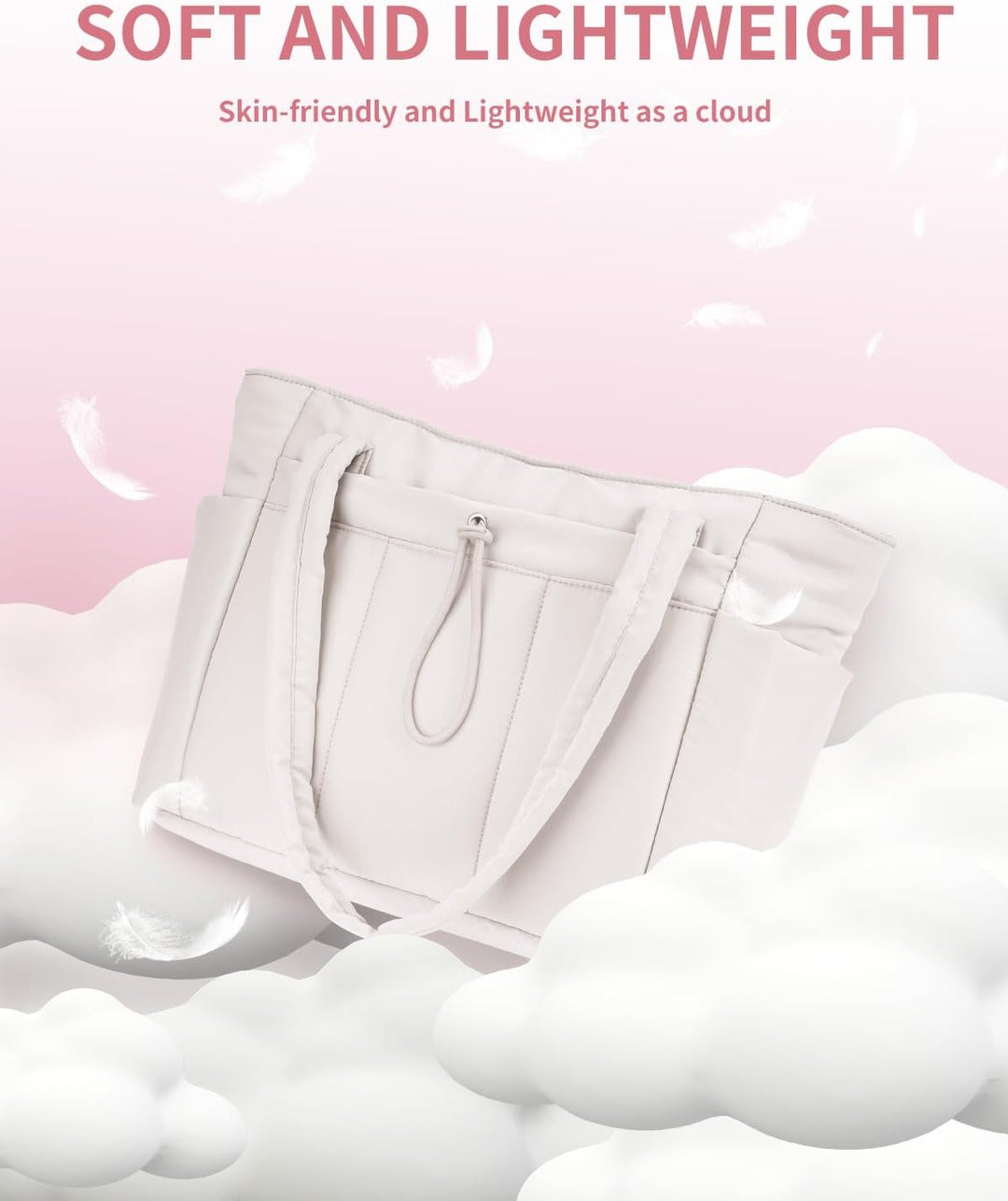 Gepolsterte Puffer Tote mit Becherhalter und Laptopfach für Reisen und Arbeit