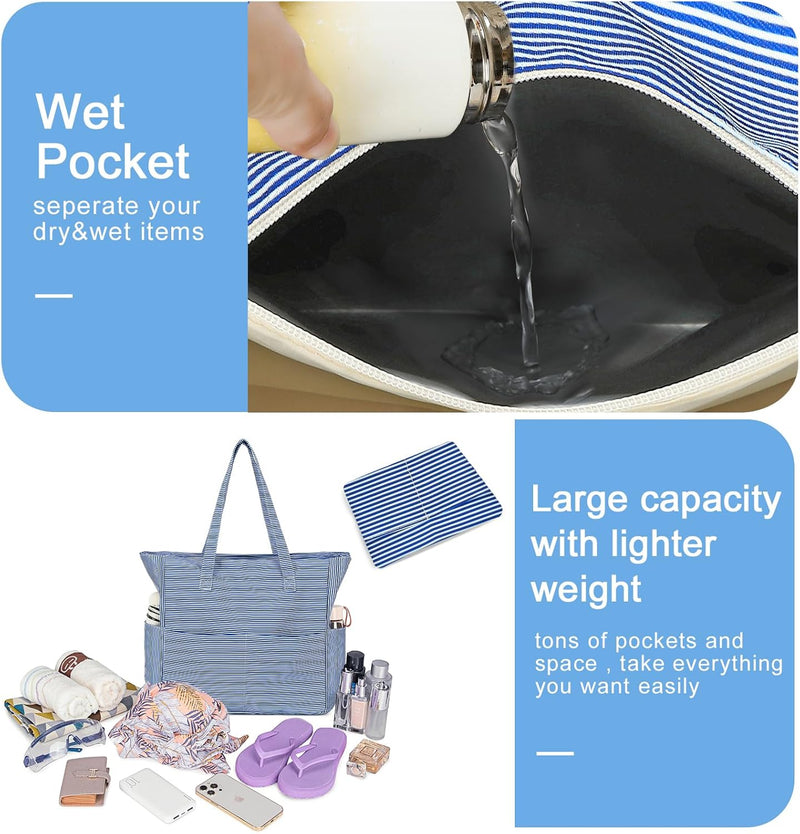 Extra große wasserdichte Strandtasche mit Nassfach – Kaufe 1, erhalte 1 GRATIS