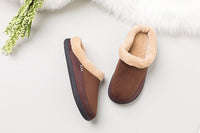 Braune Herren-Baumwollhausschuhe mit Fellfutter, rutschfeste Sohle, Wintermode.