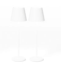 Zwei weiße Stehlampen, modernes Design, minimalistisch, Wohnzimmerbeleuchtung, Metall.