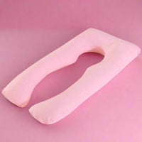 Rosa U-förmiges Schwangerschaftskissen, bequemes Körperkissen für werdende Mütter.