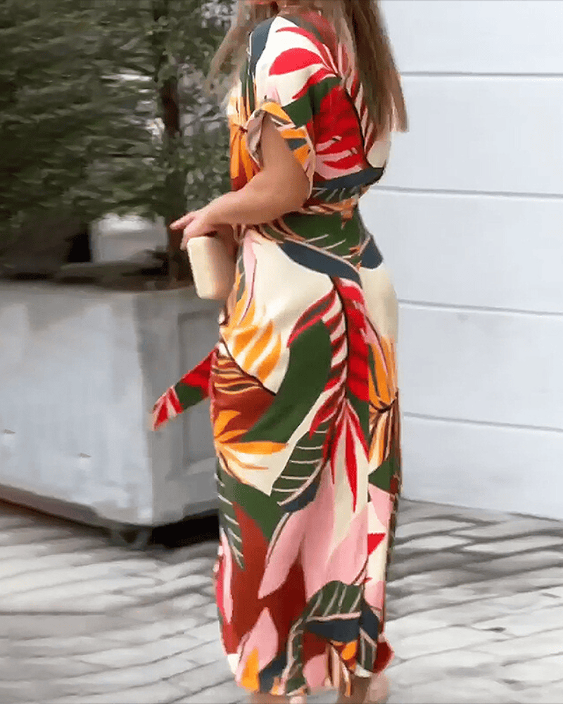 Sommerliches Maxikleid mit Kragen und Bundfalten – Mirella