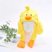 Gelbe Plüschente-Mütze mit Ohrenklappen, Kinderkostüm, lustiges Accessoire, Geschenkidee.