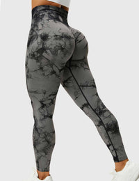 Damen Leggings schwarz-grau, hoher Bund, Sportbekleidung, elastisch, bequem, Fitnessmode.
