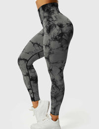 Damen Leggings schwarz-grau, hoher Bund, Sportbekleidung, elastisch, bequem, Fitnessmode.