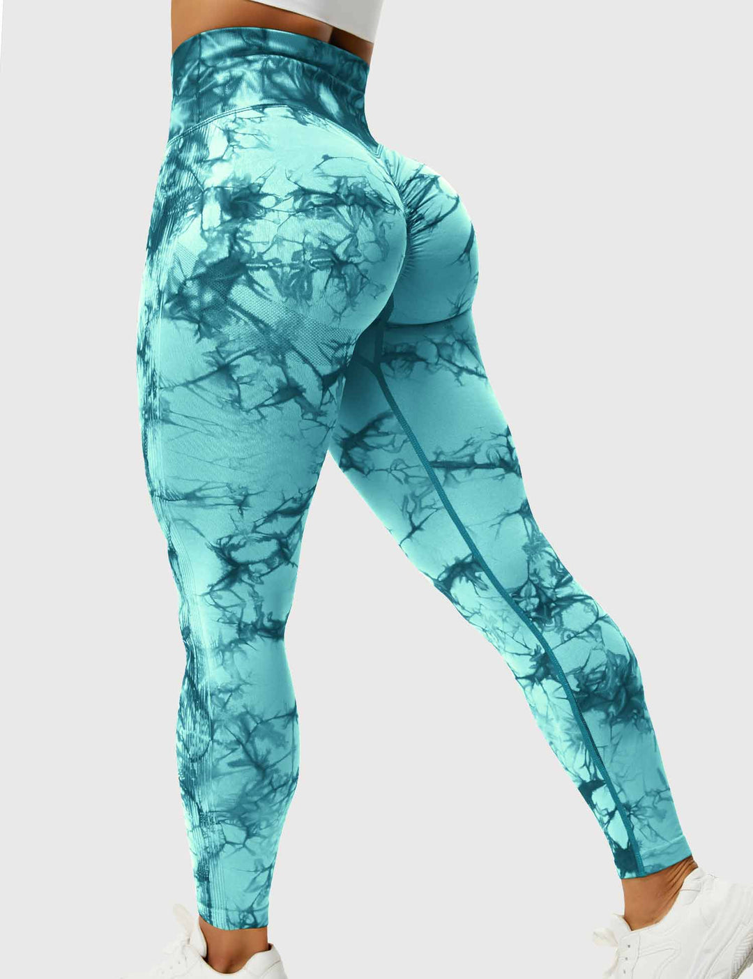 Damen Leggings Cyanblau, hohe Taille, Sportbekleidung, elastisch, bequem, modisch.