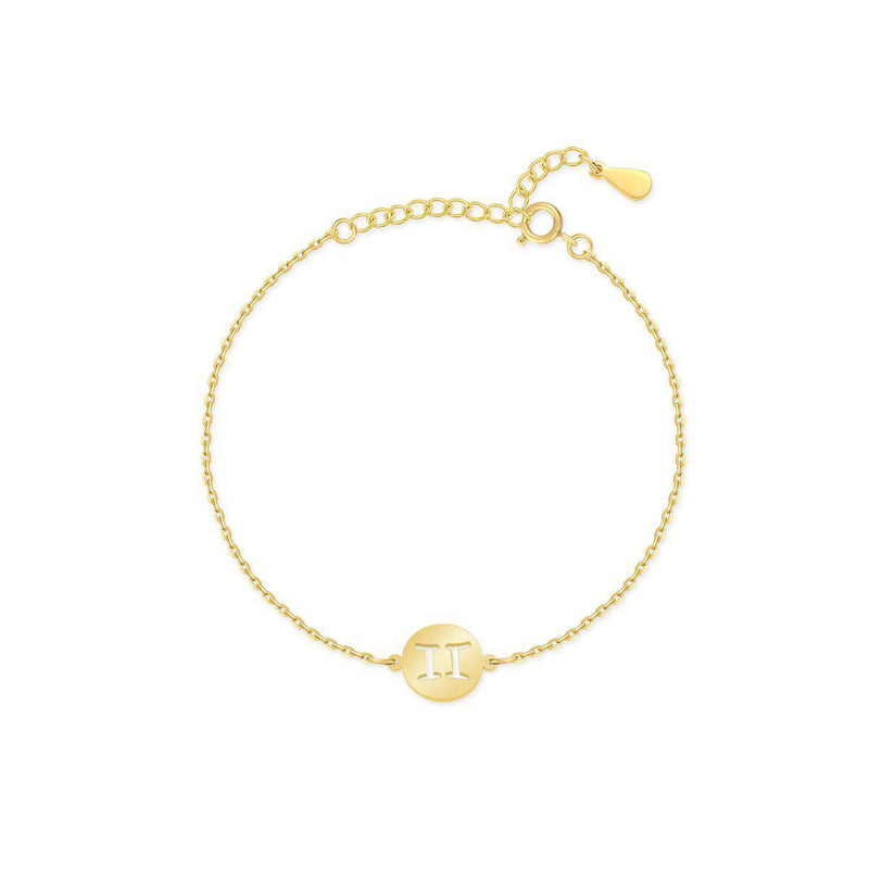 Goldenes Zodiak-Armband mit Zwillinge-Symbol, verstellbare Kette, eleganter Schmuck.