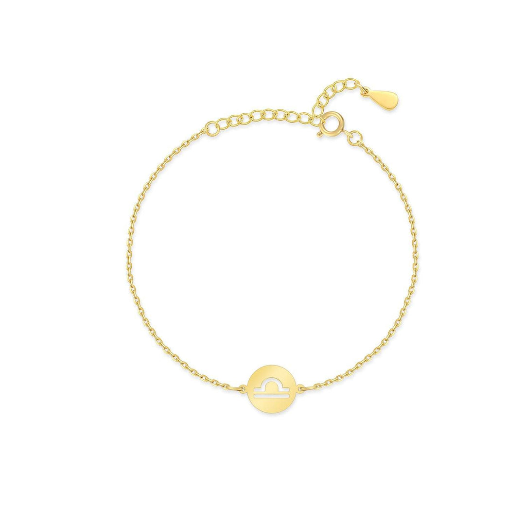 Goldenes Zodiak-Armband mit Waage-Symbol, verstellbare Kette, eleganter Schmuck für Damen.