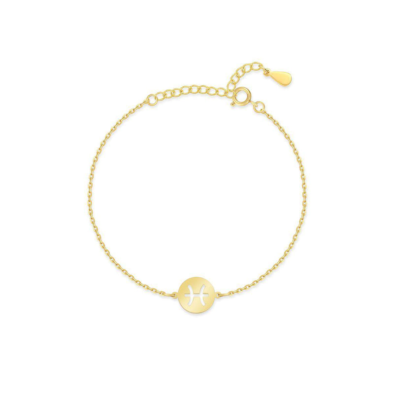 Goldenes Zodiak-Armband mit Fische-Symbol, verstellbar, eleganter Schmuck für Damen.