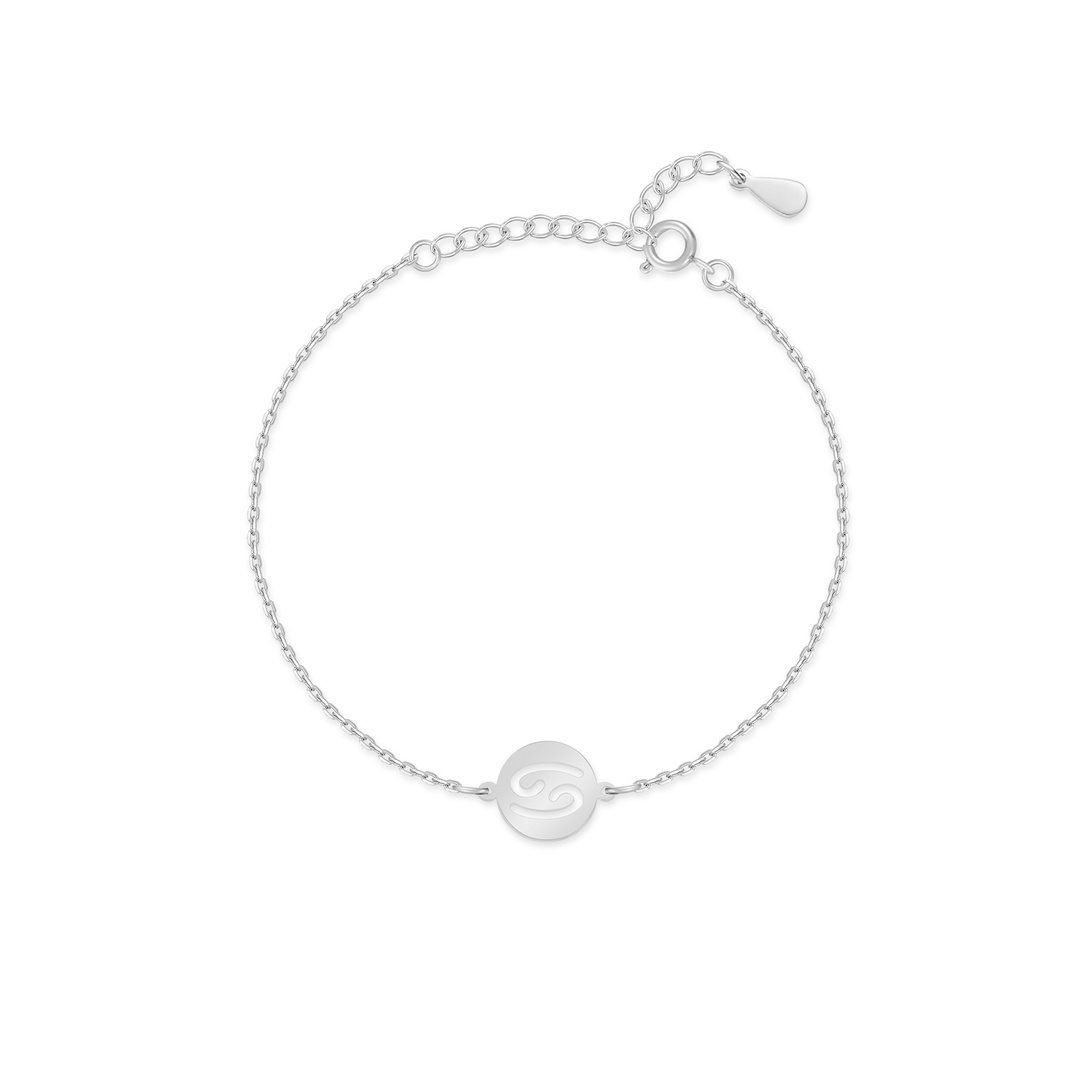 Silbernes Zodiak-Armband mit Kettenverschluss, minimalistisches Design, Schmuck für Damen.