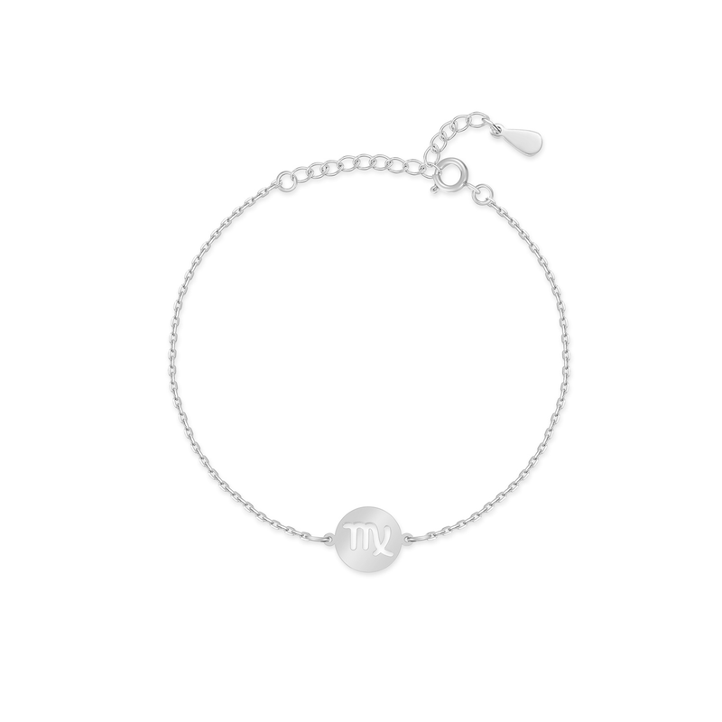 Silbernes Zodiak-Armband mit Jungfrau-Symbol, verstellbar, eleganter Schmuck für Damen.