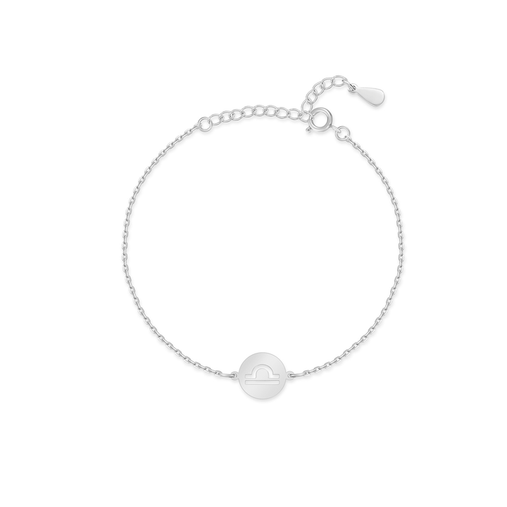 Silbernes Zodiak-Armband mit Waage-Symbol, verstellbar, eleganter Schmuck für Damen.