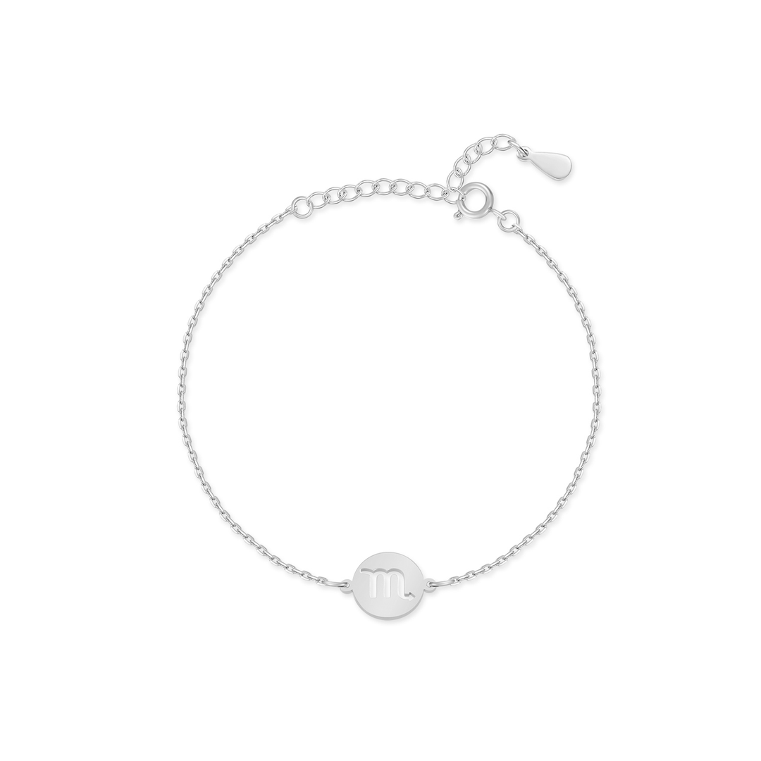 Silbernes Armband mit Sternzeichen-Anhänger, verstellbar, elegantes Schmuckstück für Damen.
