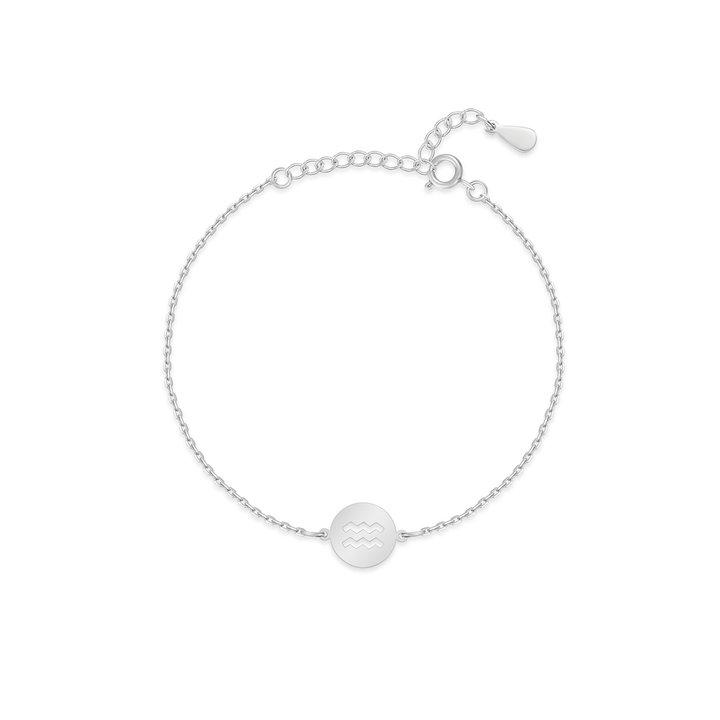 Silbernes Zodiak-Armband mit Wassermann-Symbol, verstellbar, eleganter Schmuck für Damen.