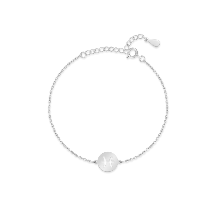 Silbernes Zodiak-Armband mit Fische-Symbol, verstellbar, eleganter Schmuck für Damen.
