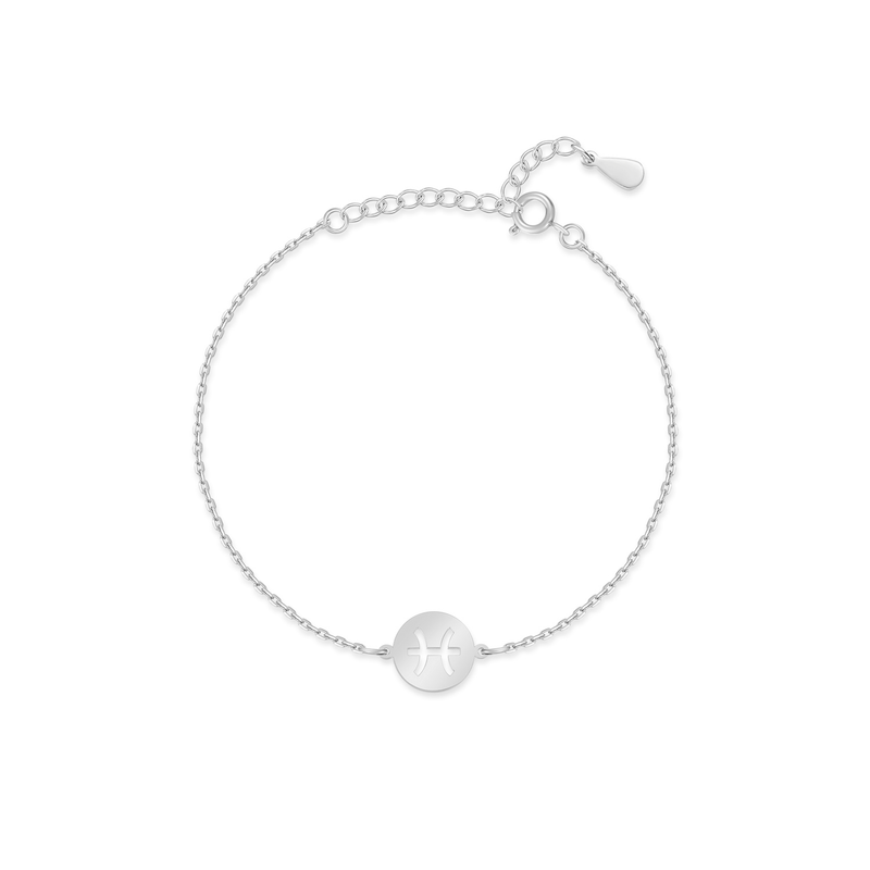 Silbernes Zodiak-Armband mit Fische-Symbol, verstellbar, eleganter Schmuck für Damen.
