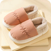 Rosa Damen Hausschuhe, Plüschfutter, rutschfeste Sohle, gemütlich, warm, Wintermode.