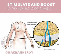 Diagramm zur Stimulation des Lymphabflusses, zeigt Lymphgefäße und Chakren, Gesundheitsförderung.