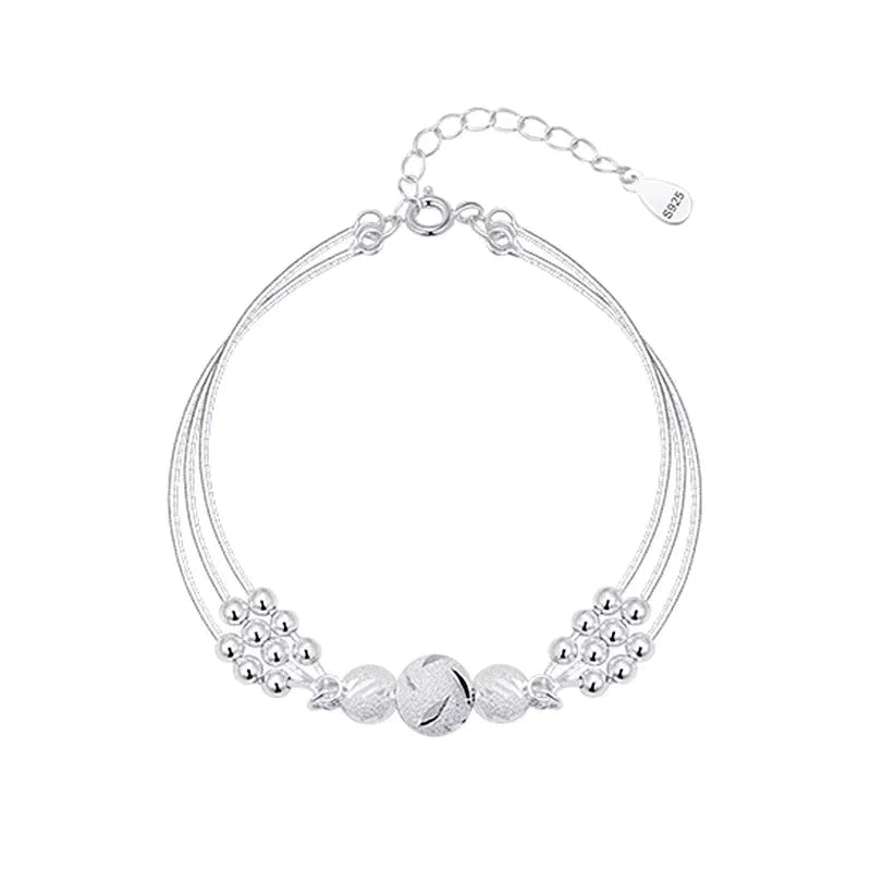 Silberarmband Damen, verstellbar, Kugeldesign, eleganter Schmuck, Geschenkidee, 925 Sterling Silber.