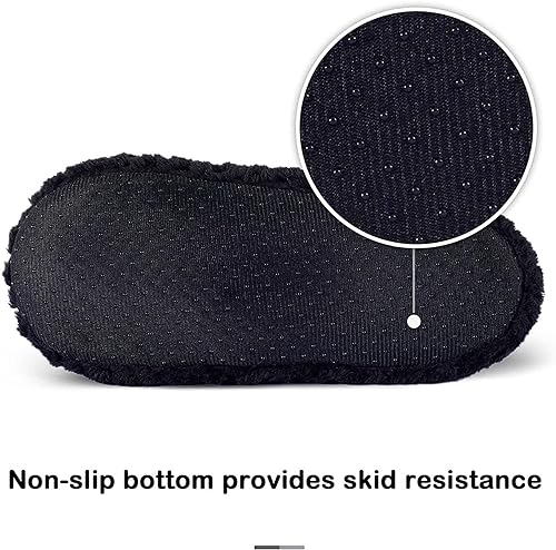 Schwarze rutschfeste Hausschuhe, weiches Material, Anti-Rutsch-Sohle, Komfort, Wärme.