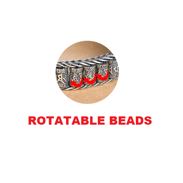 Armband mit drehbaren Perlen, silberfarben, Tribal-Design, Herren-Schmuck, modisch.