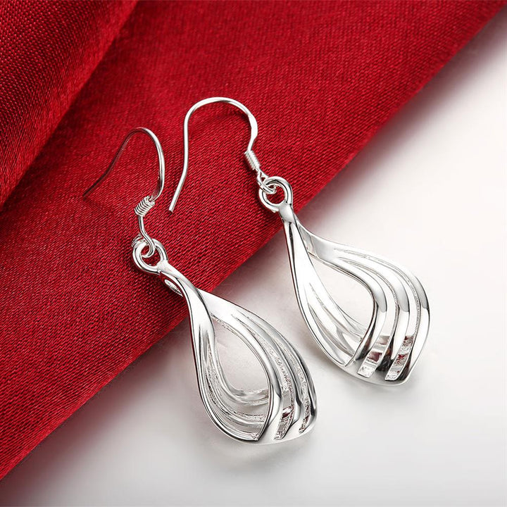 925 Sterling Silber Ohrringe, wellenförmig, elegant, Modeschmuck, Damen, Geschenkidee.