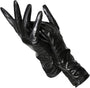 Schwarze Lederhandschuhe Damen, elegant, lang, Wintermode, stilvoll, hochwertig, Accessoire.
