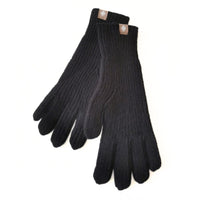 Schwarze Strickhandschuhe aus Wolle, warm, elegant, ideal für Winter, Unisex-Design.