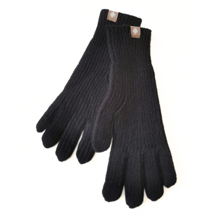 Schwarze Strickhandschuhe aus Wolle, warm, elegant, ideal für Winter, Unisex-Design.