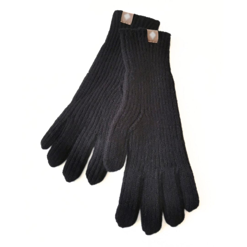 Schwarze Strickhandschuhe aus Wolle, warm, elegant, ideal für Winter, Unisex-Design.