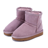 Rosa Damen-Winterstiefel aus Wildleder, gefüttert, rutschfeste Sohle, warm und bequem.