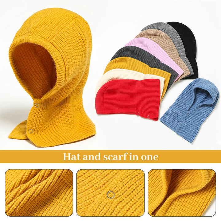Gelbe Strickmütze mit Schal, vielseitig, warm, modisch, Unisex, Herbst-Winter-Accessoire.