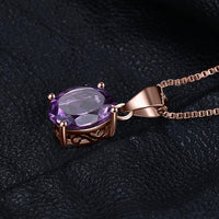 Anhänger Halskette mit Amethyst, rosévergoldet, 925 Sterling Silber, elegantes Schmuckdesign.