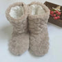 Beige Plüsch-Hausschuhe, flauschig, warm, rutschfest, Damen, Winter, gemütlich, Geschenkidee.