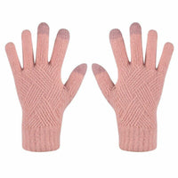 Rosa Strickhandschuhe mit Touchscreen-Funktion, Damen, Winter, warm, modisch.