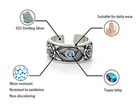 925 Sterling Silber Ring mit Topas-Einlage, oxidationsbeständig, alltagstauglich, nicht verfärbend.