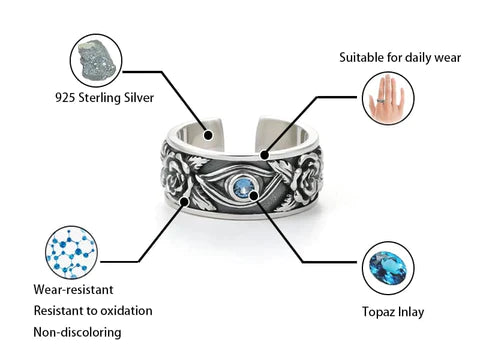 925 Sterling Silber Ring mit Topas-Einlage, oxidationsbeständig, alltagstauglich, nicht verfärbend.