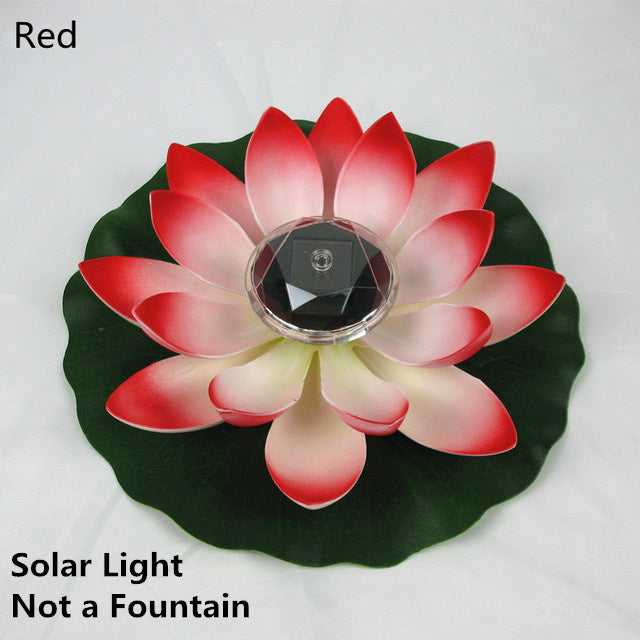 Rote Solar-Lotusblume, schwimmend, Garten-Dekoration, umweltfreundlich, Teich, Außenbereich.