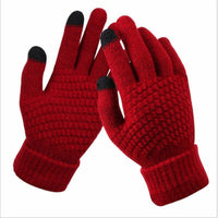 Rote gestrickte Touchscreen-Handschuhe, rutschfest, warm, Winterbekleidung, Unisex.