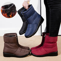 Damen Winterstiefel, wasserdicht, gefüttert, in Blau, Rot, Braun und Schwarz.